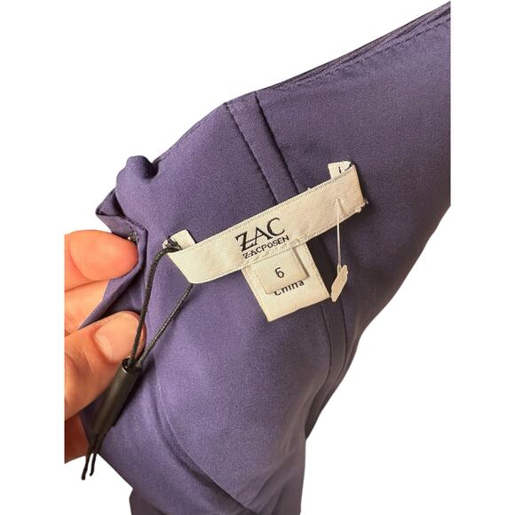 New Nwt Zac Posen Eggplant Purple Corseted Scalloped Neck Bodycon Mini Dress - 6 - Picture 10 of 13